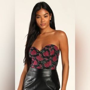Lulus strapless bodysuit. Floral